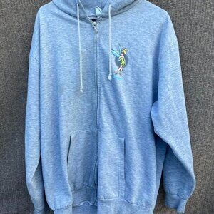 Vintage Disneyland Resort Tinker Bell 90s grey Full zip-up hoodie sweatshirt